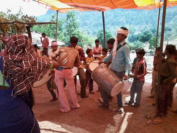 Bharia People dance on the wedding ceremony